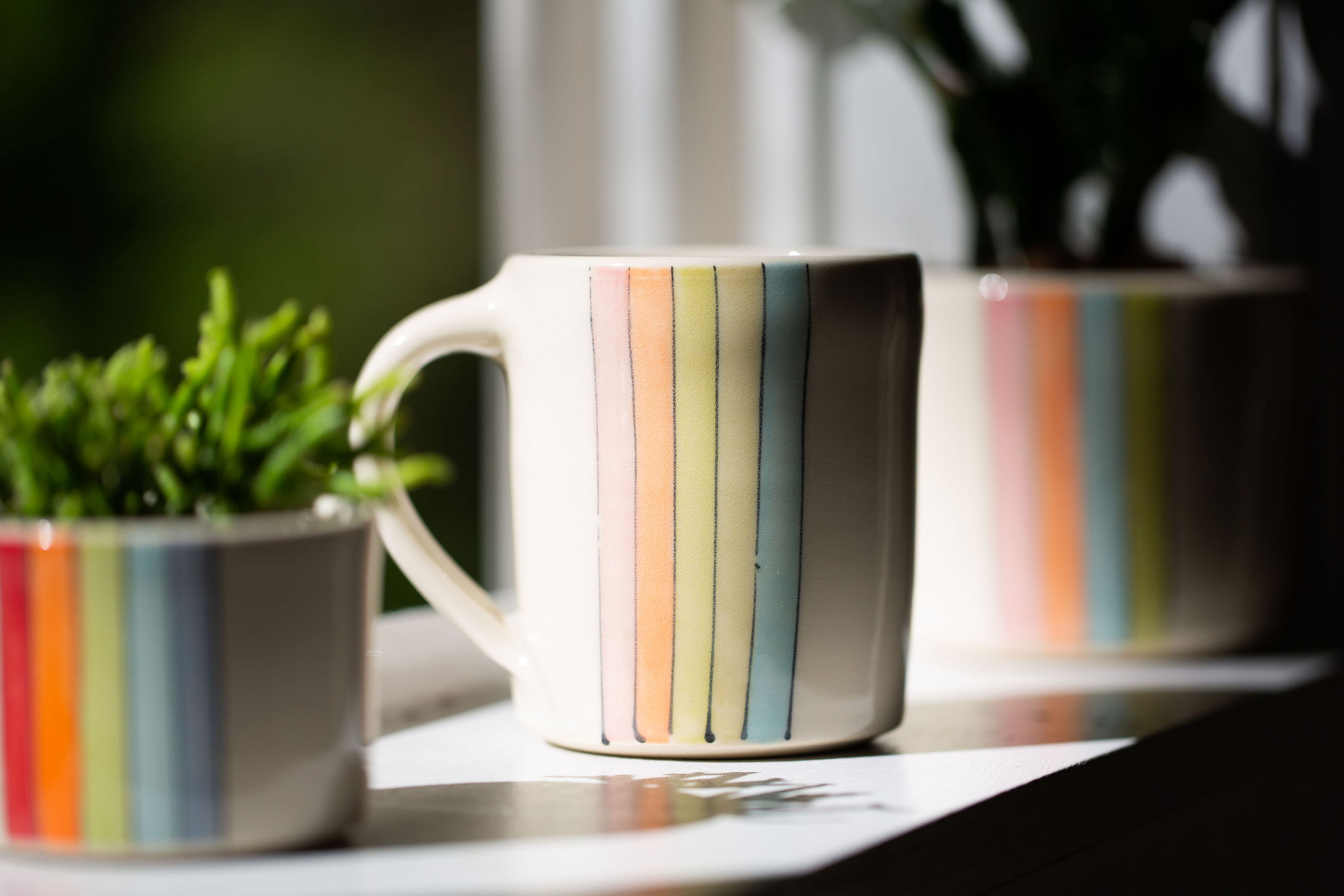 Neon Rainbow Stripe Mug by Abby Berkson Ceramics