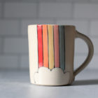 Rainbow stripe & cloud mug