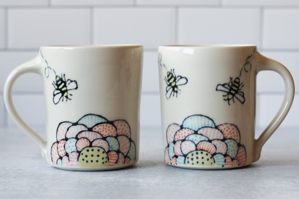 Mod Flower & Bees mug - main