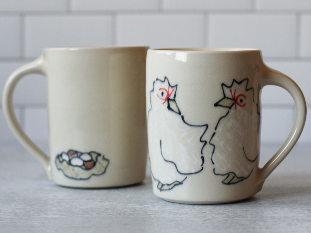 Chickens mug - pair