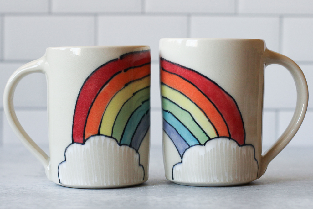 Handmade Mug with Rainbows