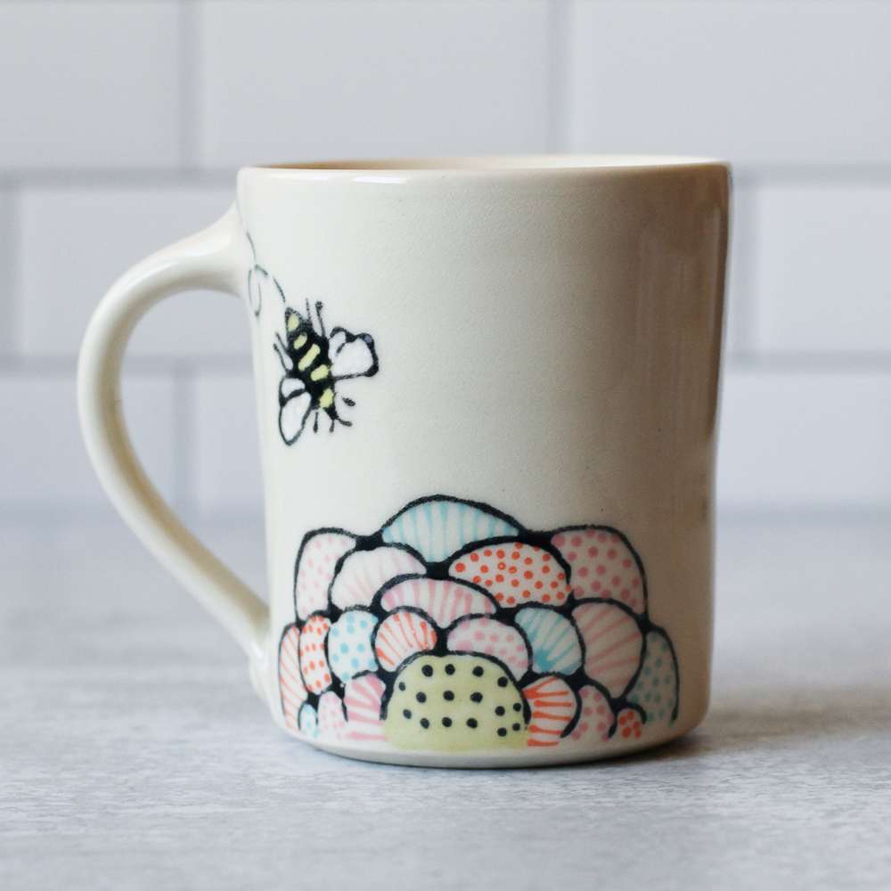 Mod Flower & Bees mug - main