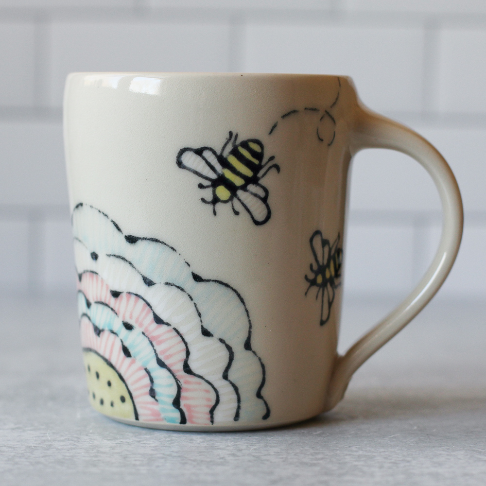 Fancy Flower and Bees mug - main