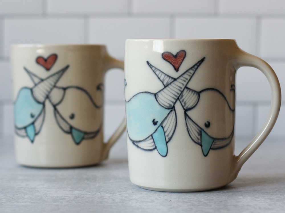 Narwhals in Love mug - pair