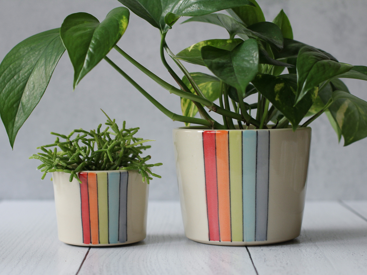 Rainbow Stripe planters