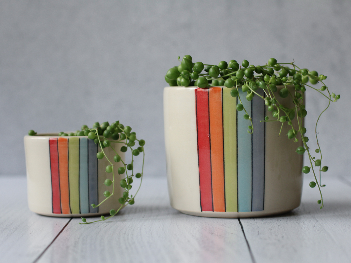 Rainbow stripe planter