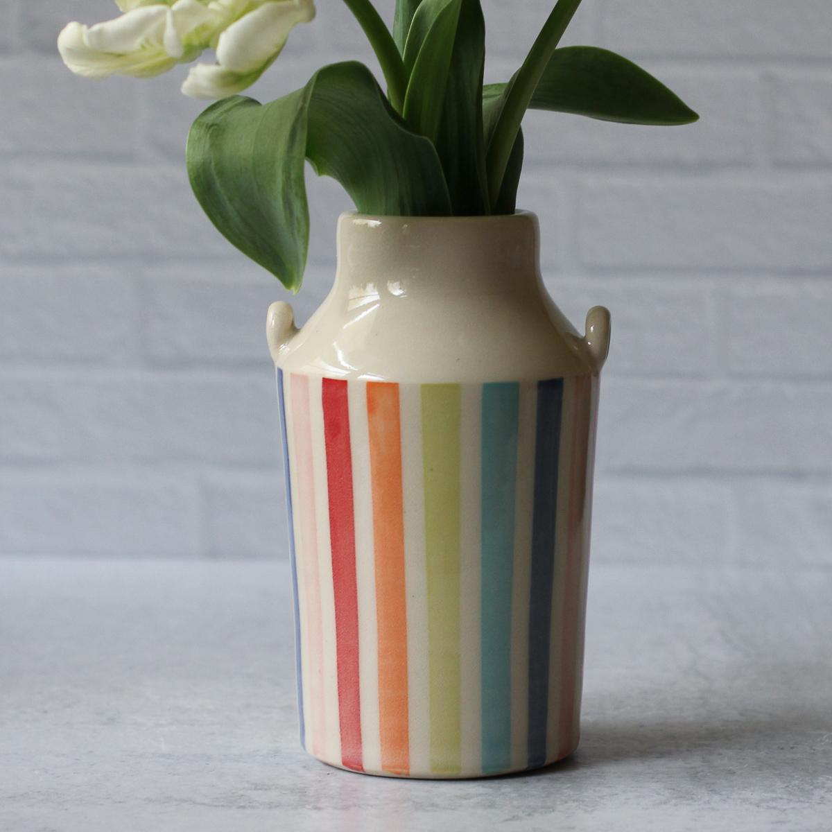 Rainbow Stripe All Over Bottle Vase