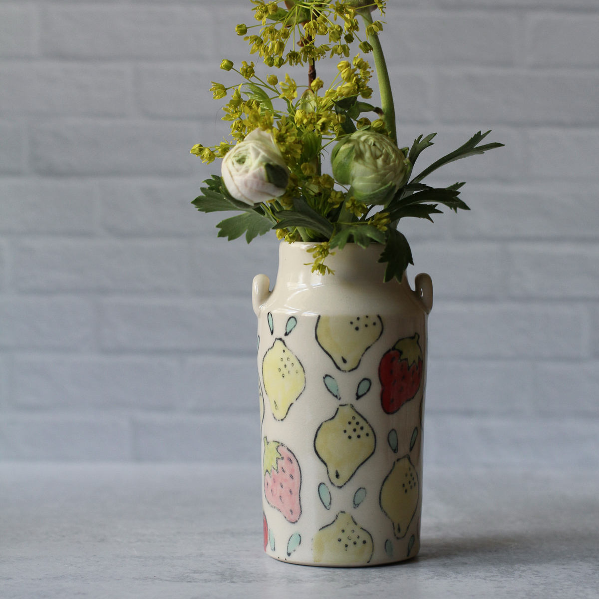 Strawberry Lemon Bottle Vase