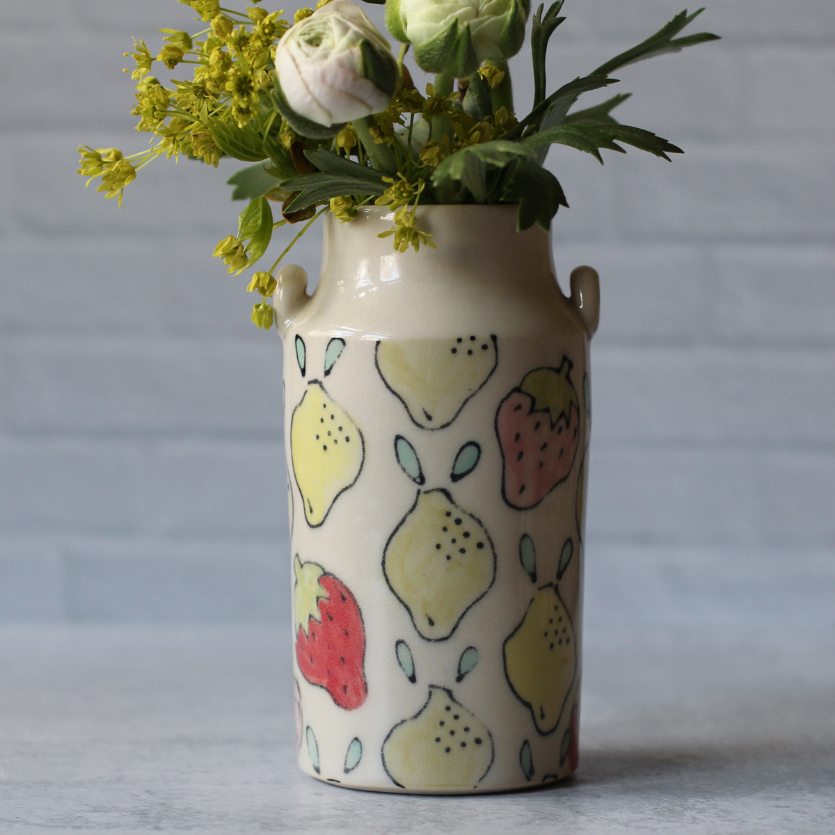 Strawberry Lemon Bottle Vase