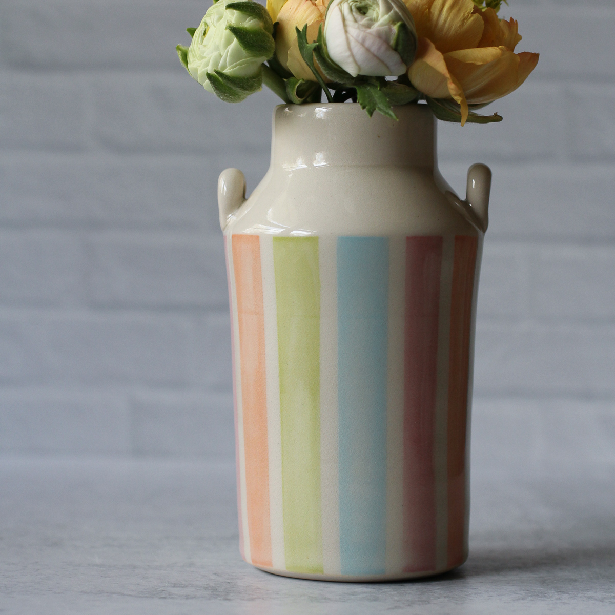 Neon Stripe All Over Bottle Vase