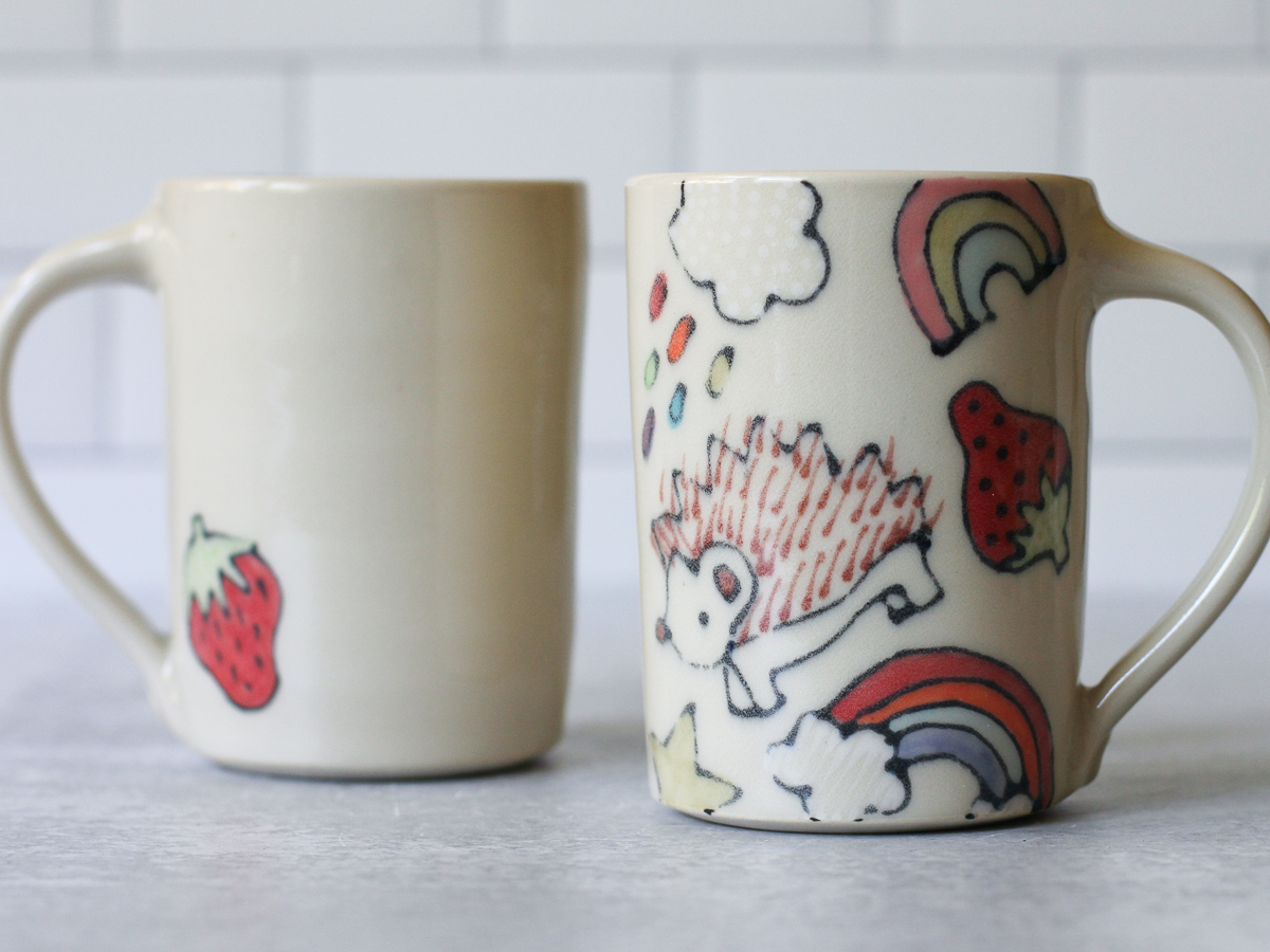 fun hedgehog pattern mug
