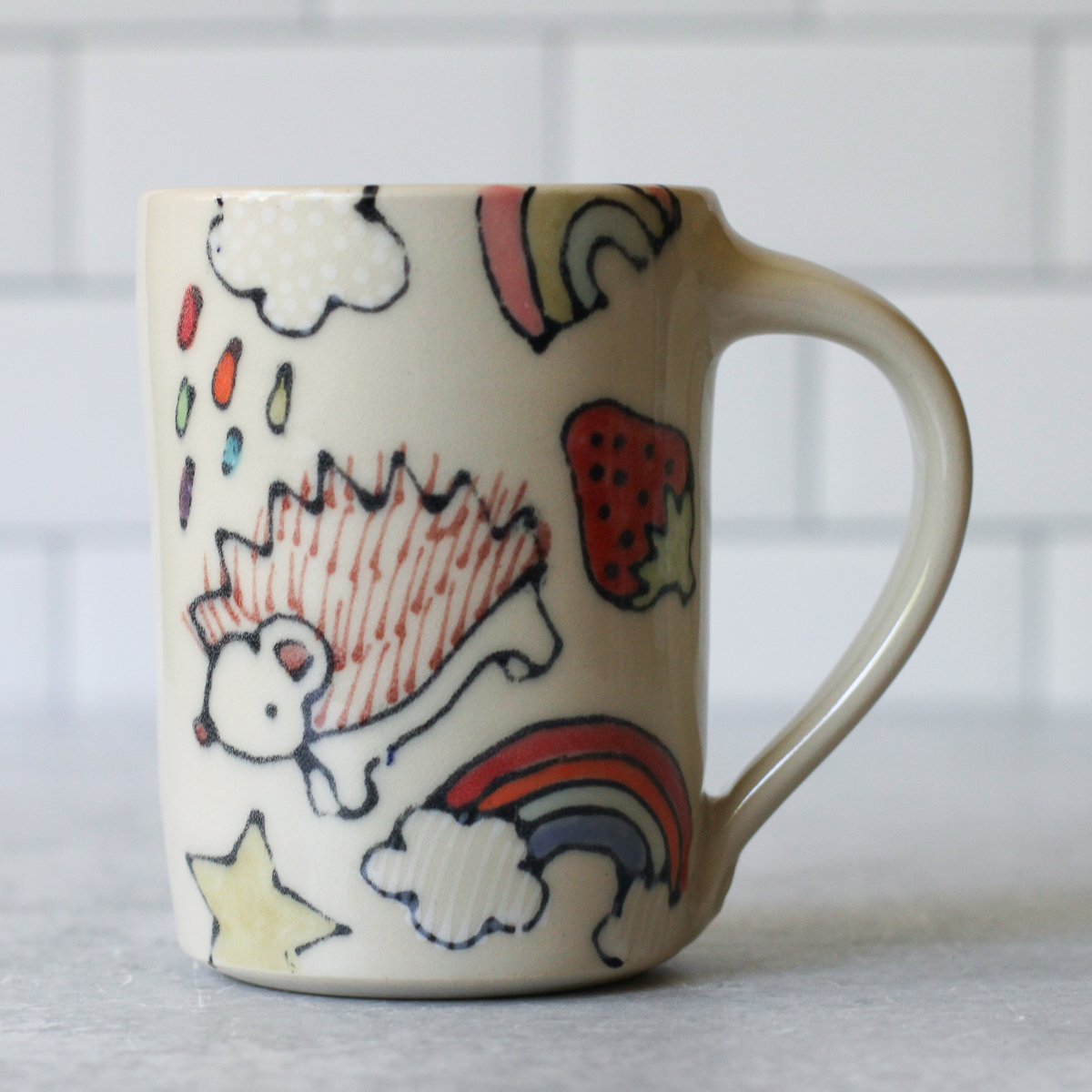 fun hedgehog pattern mug