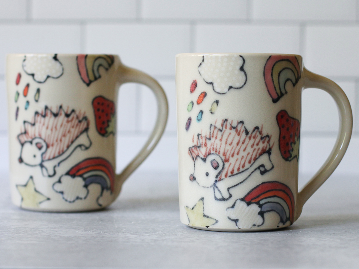 fun hedgehog pattern mug