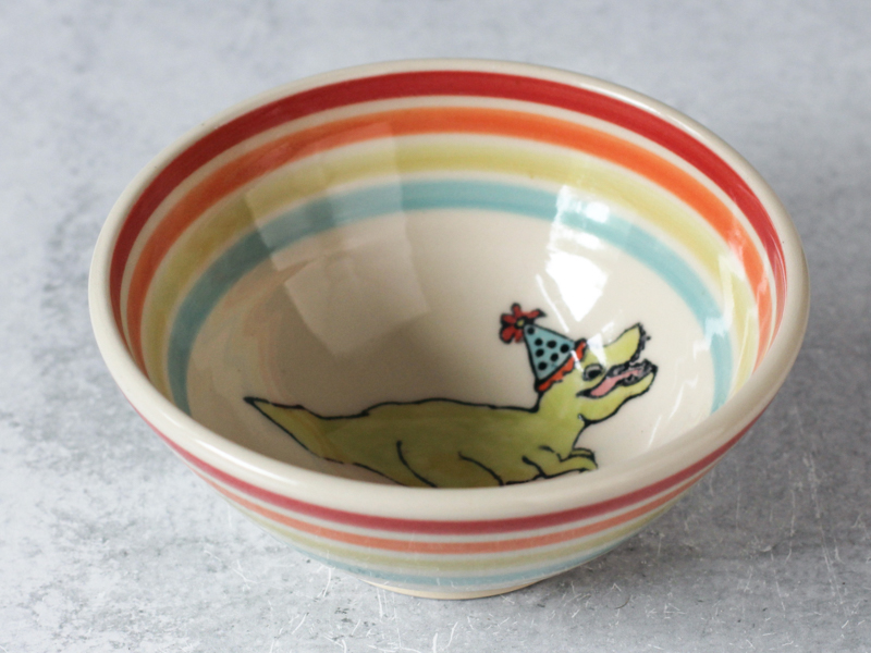 T-REx Party HAt Noodle Bowl - Inner Rainbow