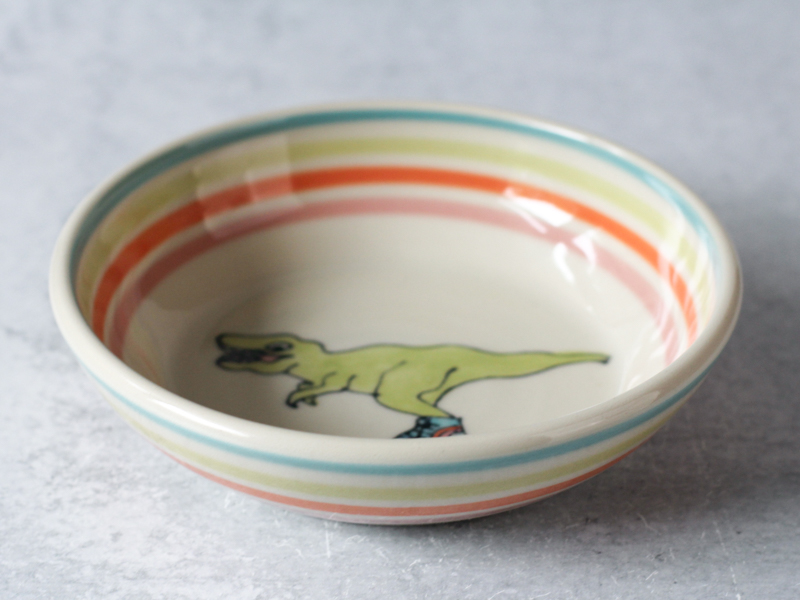 T-Rex on Rollerskates Pasta Bowl - Inner Rainbow