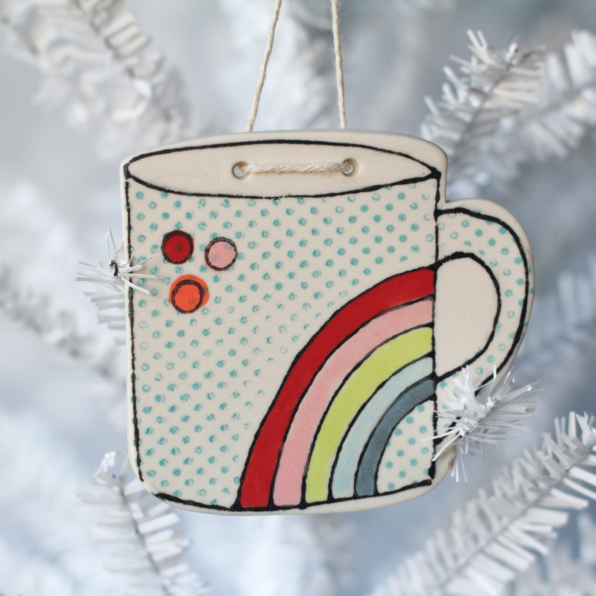 rainbow mug ornament