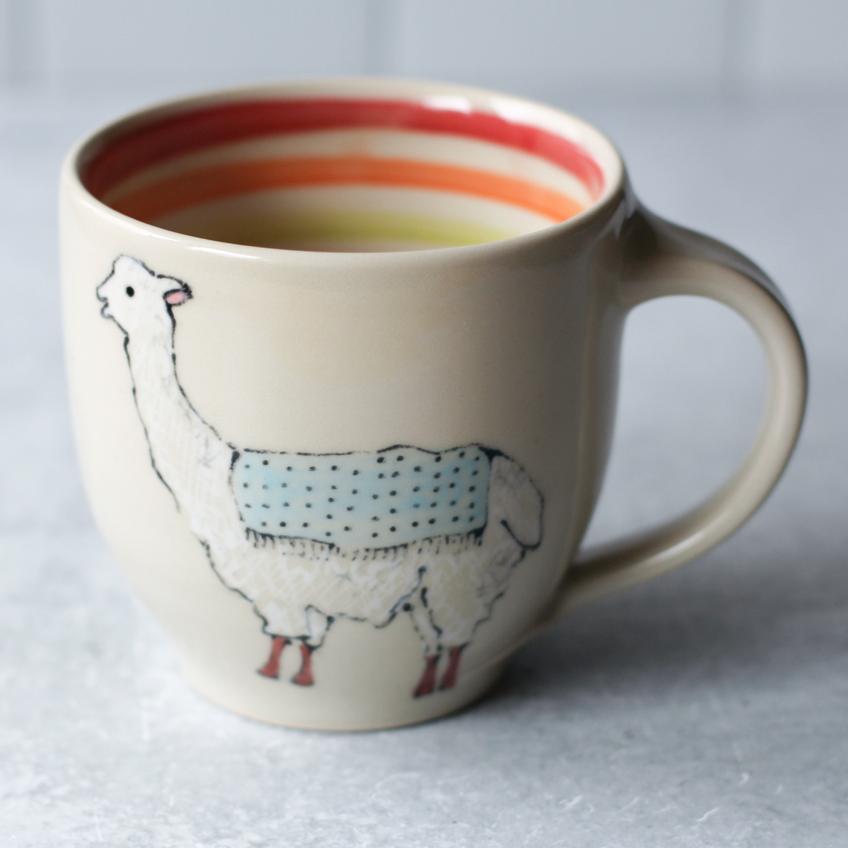 llama inner rainbow mug