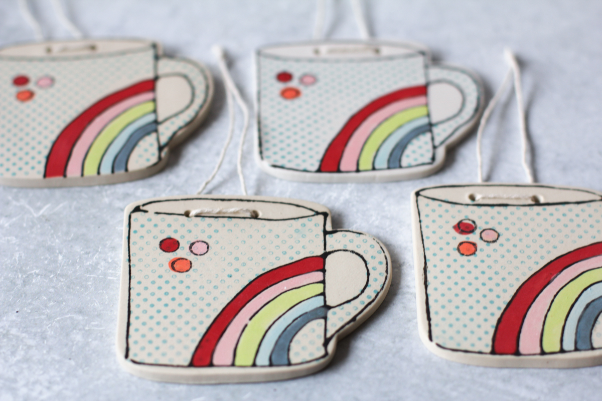 rainbow mug ornaments