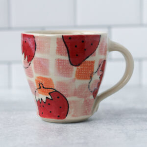 strawberry pattern mug