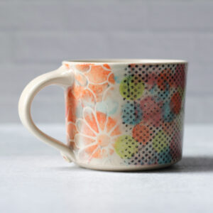 Floral And Polka Dot Mug - Mixed Patterns - approx 12 oz mug