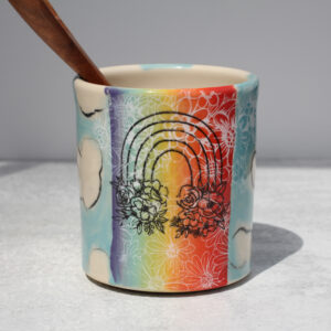 Utensil Holder,Small - Rainbow and clouds