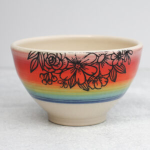 Noodle Bowl - Bold Rainbow Stripe with Flowers