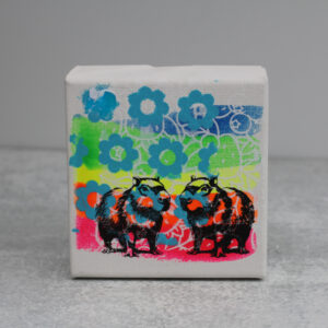 4x4 Original Mini Painting - Capybaras