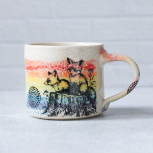 Low Mug - Fox Cubs - approx 12 oz mug