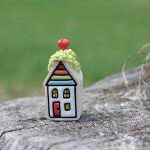 Handmade Mini House with a heart and plants
